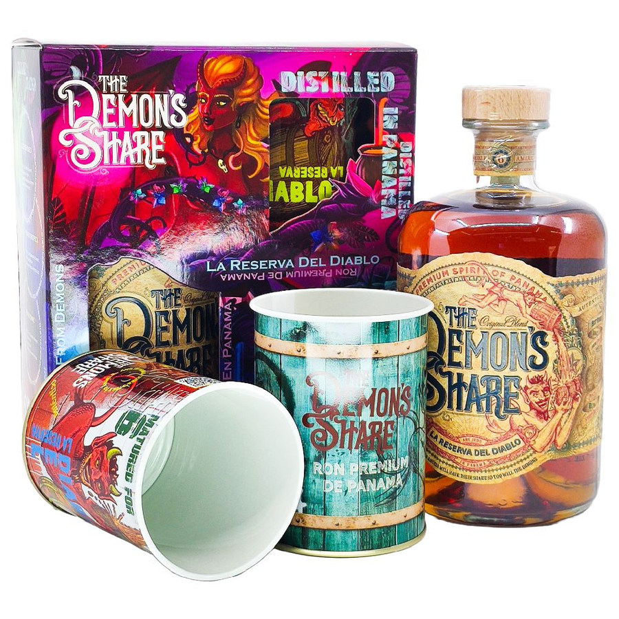 The Demons Share 6 éves rum ajándékcsomag két alumínium pohárral (0,7L / 40%)